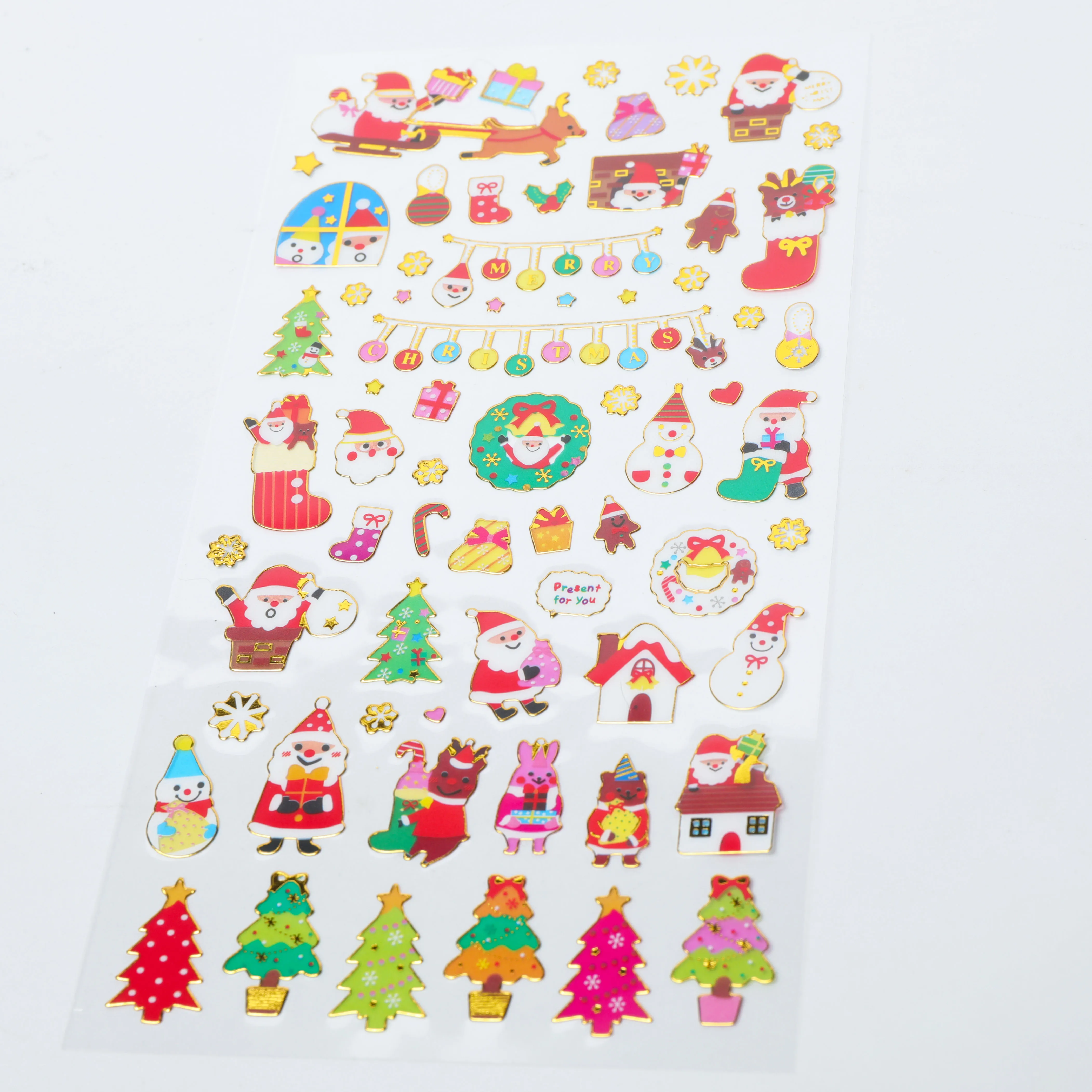decorative deco vinyl glitter diy christmas cartoon stickers gold for gifts