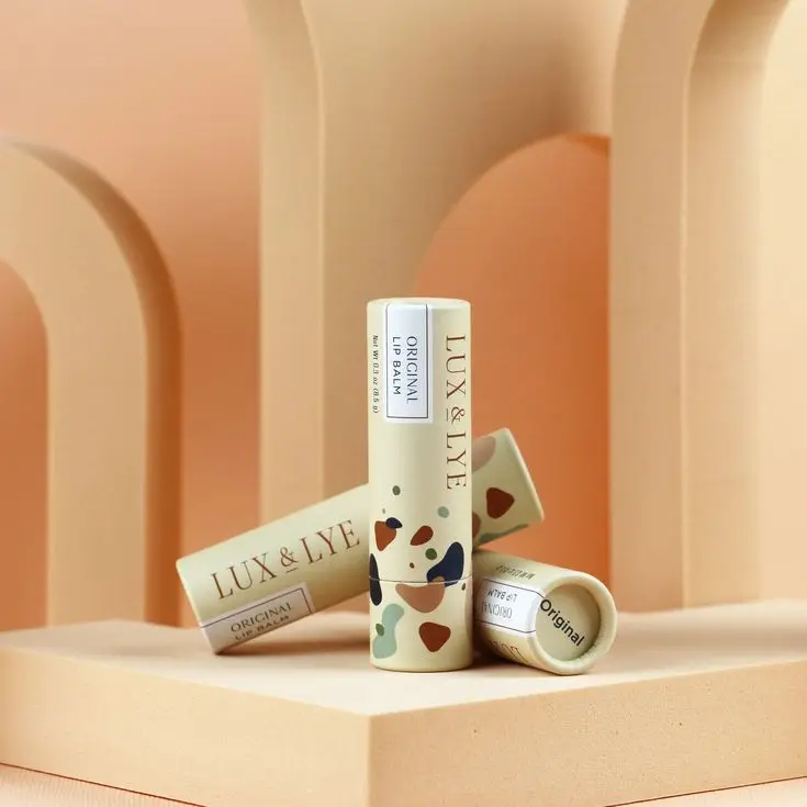 Wholesale China 0.3oz 0.5oz Packaging Cardboard Push Up Lip balm Lip Stick Deodorant Kraft Paper Tube