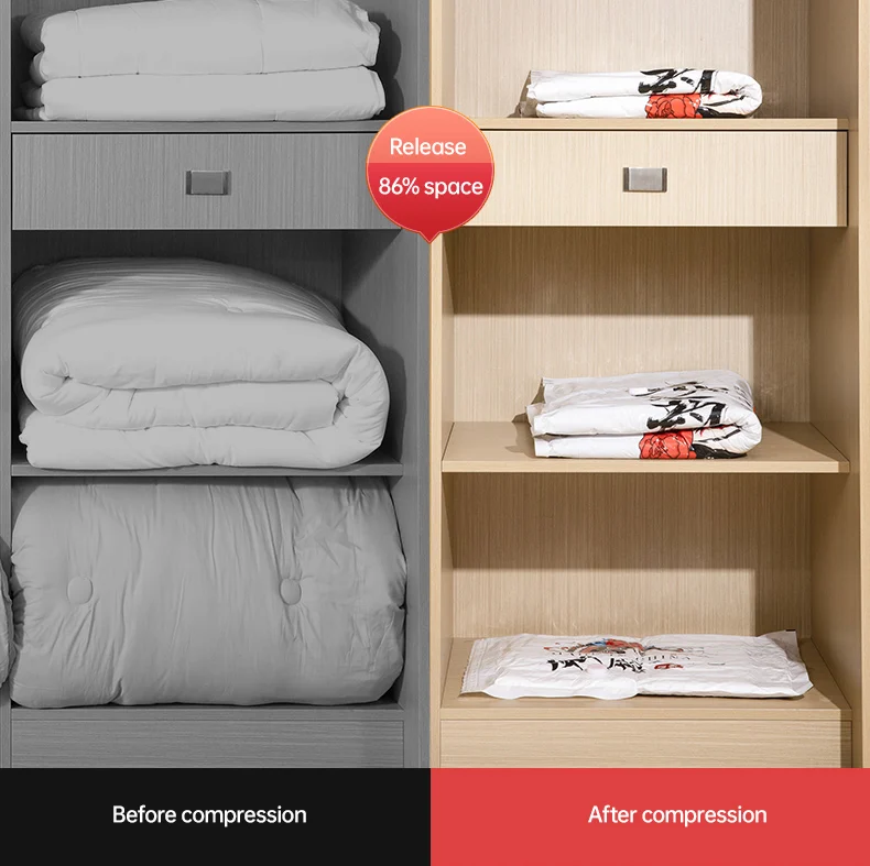 Foldable Vacuum Compression Storage Bags for Clothes Pillows Quilts Reasonable Price Space Saver for Wardrobe & Kitchen