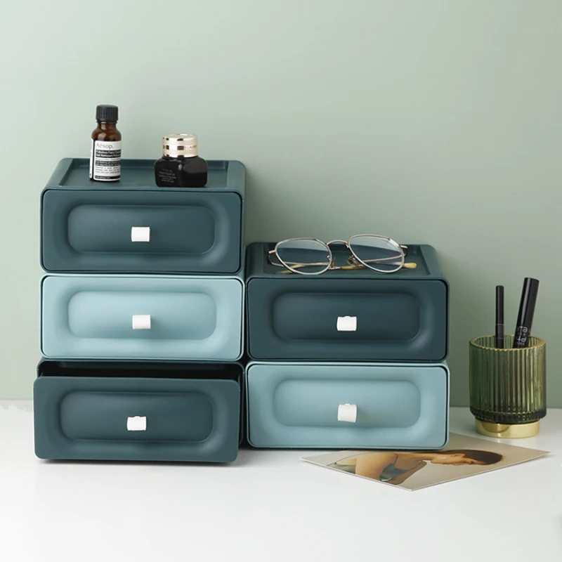2021 New Arrival Custom Logo Colorful Small Plastic Desktop Drawers Storage Box With Handle Desk Single-Layer Storage Drawer