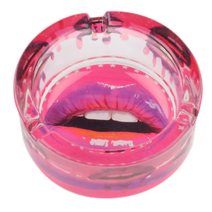 Newest Hot sale 85MM Luxury Smoking Ash Tray Round Portable Sexy Girls Design Crystal Glass Cigar Ashtray