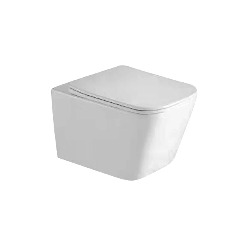 China Sanitary Ware Customized Easy Cleaning High Quality Ceramic Wall Hung Toilet Rimless Square White Tank For Bathroom