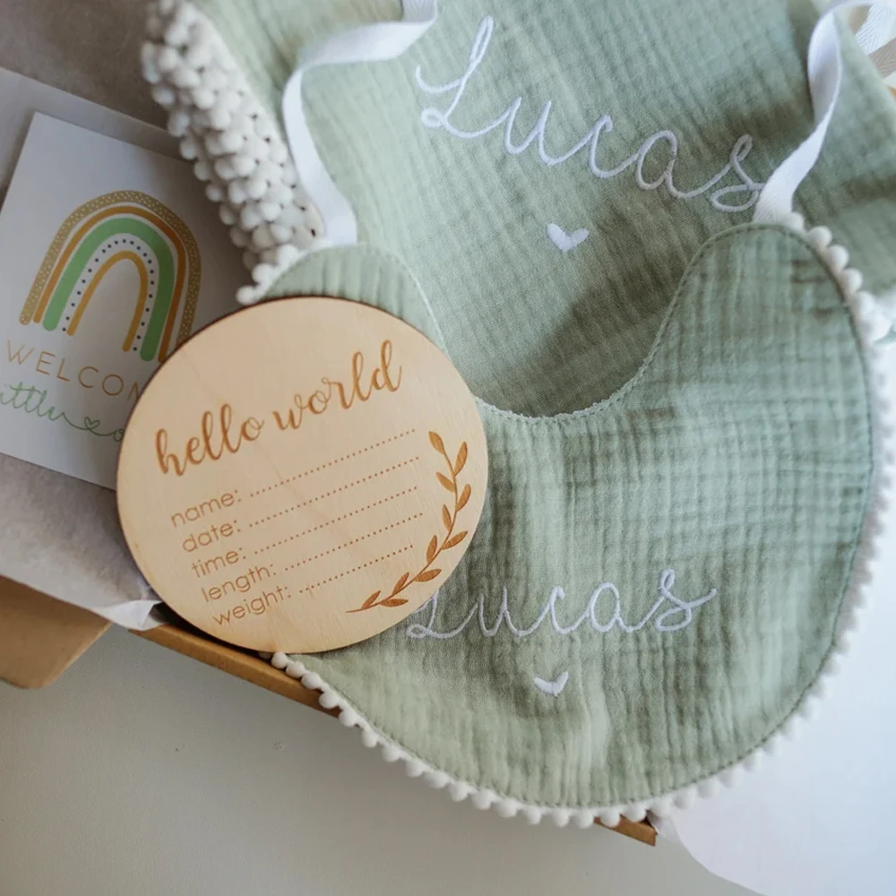 Breathable Cotton Muslin Baby Bibs Pompoms Bibs Multi Use Infinity Scarf for Teething and Drooling