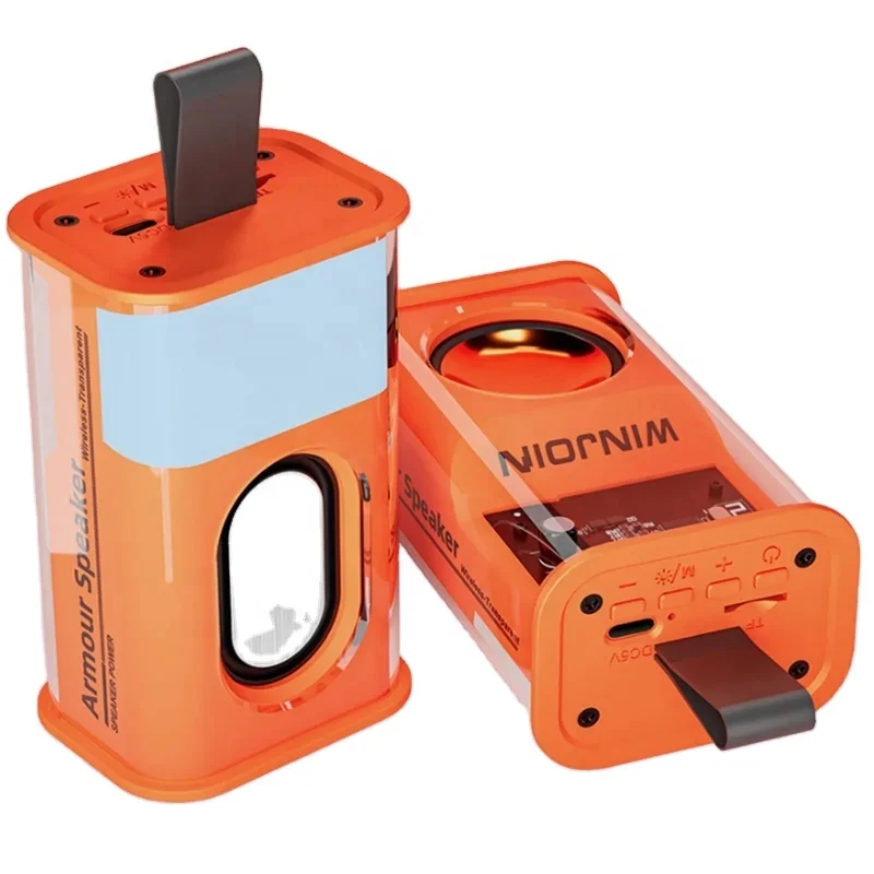 2024 Mini Portable Bass Subwoofer Loudspeaker Stereo TWS Armor RGB Light Transparent WiFi Enabled Waterproof Bluetooth Speaker