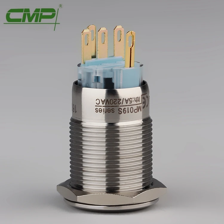 CMP metal waterproof spdt push button 12v led switch