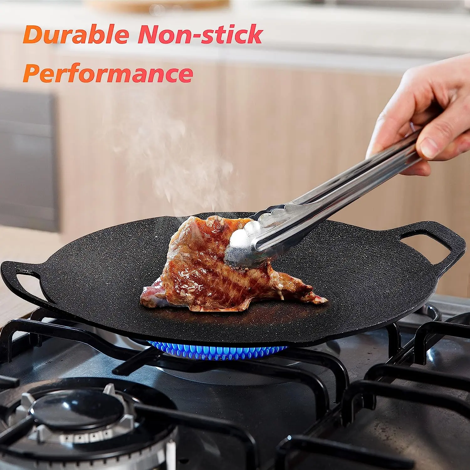 BBQ Grill Non-stick Grill Circular, Medical stone Coating stovetops and Induction Compatible