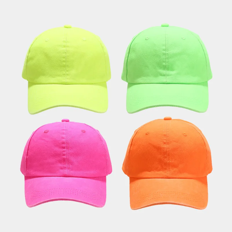 Custom Fluorescent Bright Colour Trucker Hat Dad Hat Women Sports Caps Gorra Popular Blank Solid Cotton Unisex Baseball Cap