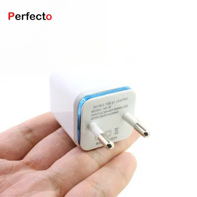 Promotional Custom Logo Travel Charger EU US Plug 5V 2A Dual USB AC Wall Home Charger Power Adapter