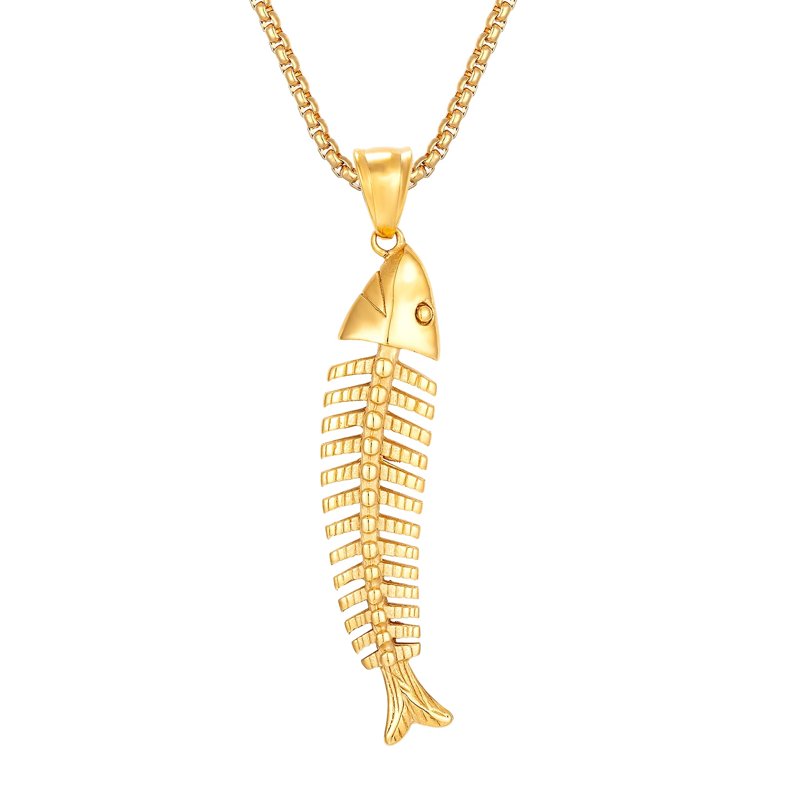 Gothic Personality Jewelry Fishing Skeleton Fancy Design Diy Pendant Necklace Lovely Vintage Fishbone Pendant