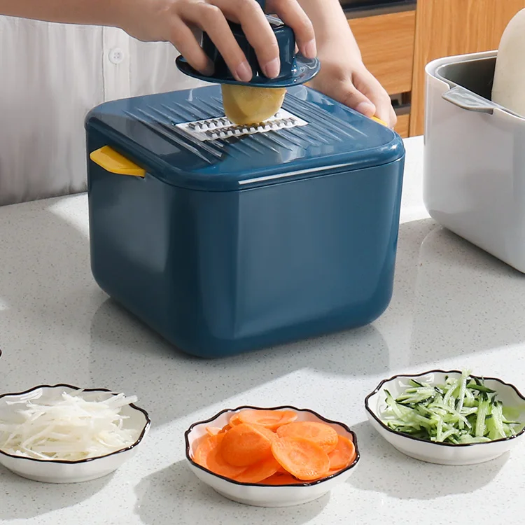 Factory Direct 5-in-1 Multifunctional Kitchen Tool New Steel Blade Square Vegetable Slicer Cutter Grater Strainer Office Use