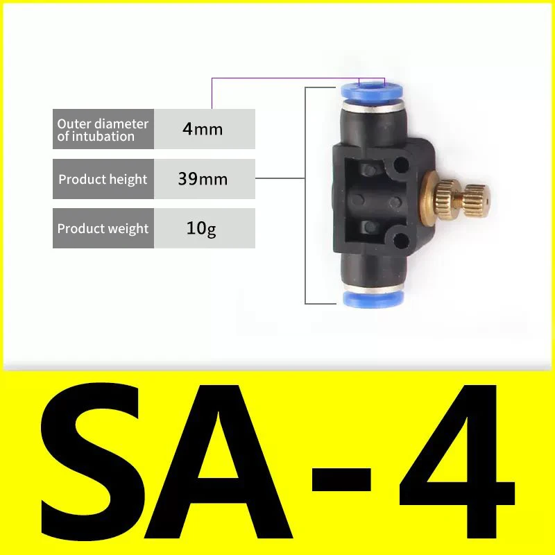 SA Control 4-12 OD  Flow Control Valve Speed Controller Pneumatic Push To Connect Air Fitting