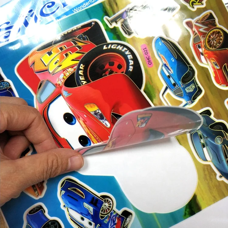 Custom Printing Adhesive Waterproof PVC Vinyl Cartoon Car Stickers for Kids Toy