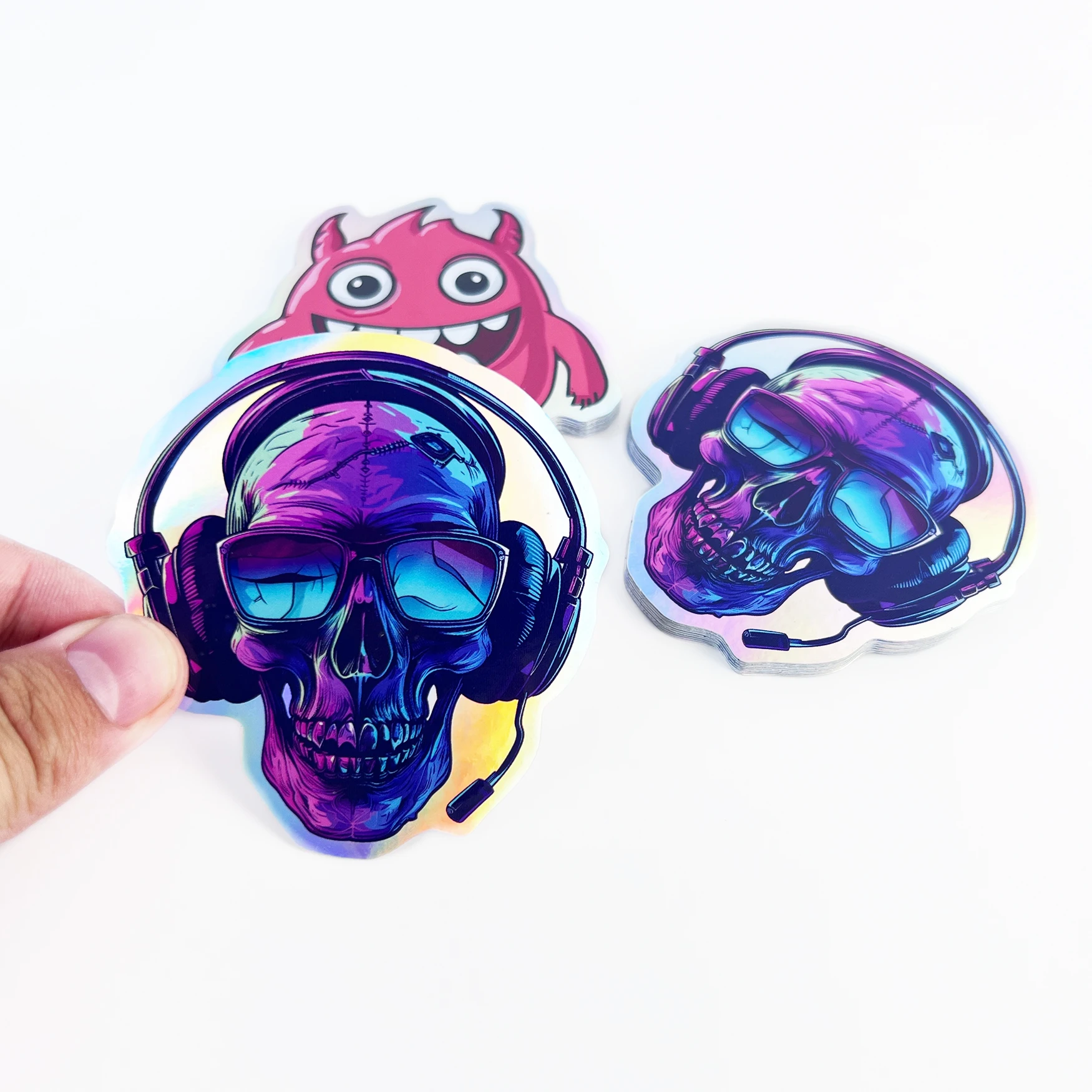 Customized UV Holographic Vinyl Sticker  waterproof  Printing Manufacturer Die Cut company Logo Hologram custom glitter sticker
