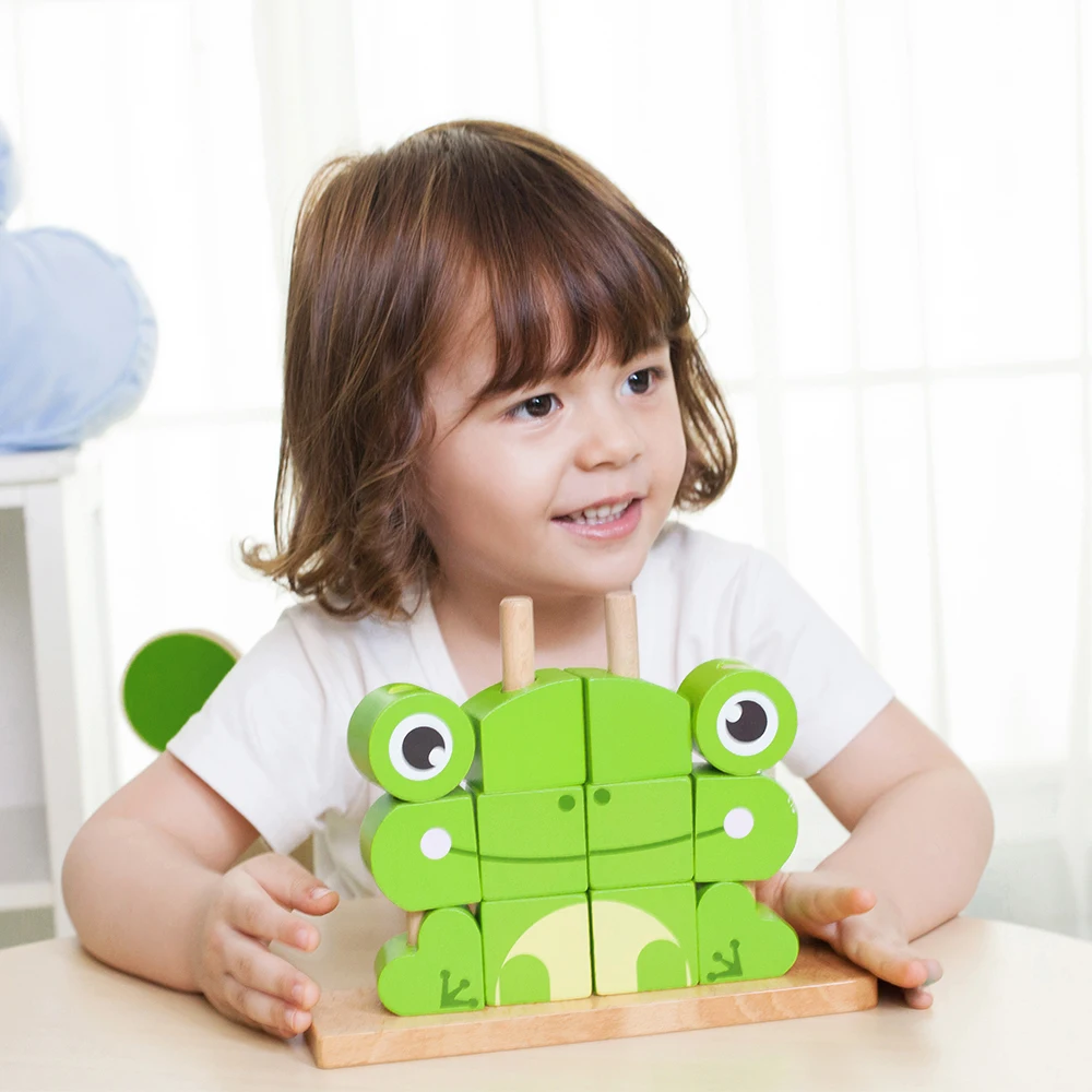 Classic World Frog Uni Shape Beechwood Wooden Puzzle Block Toy Kid Wooden Toys Block