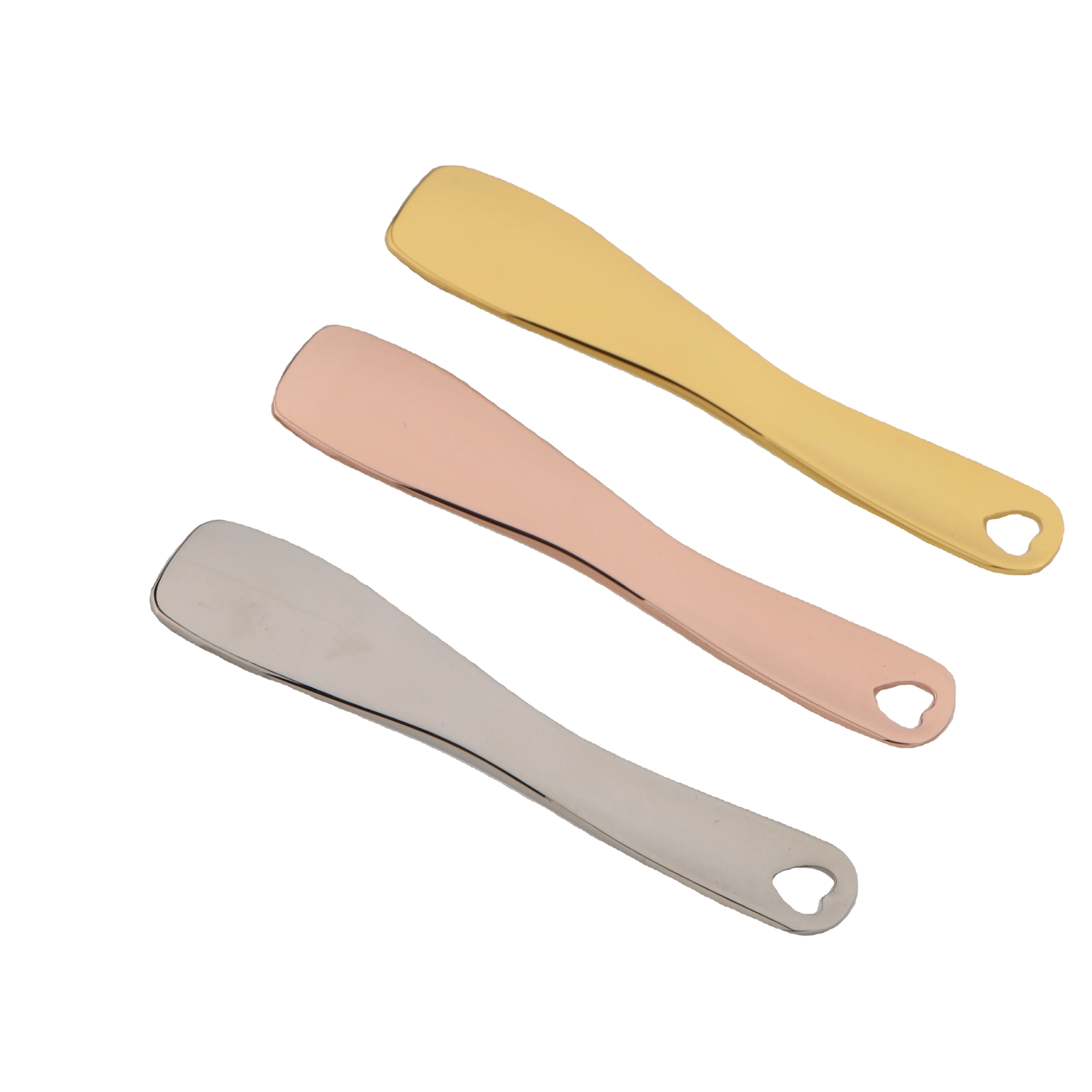 Wholesale Luxury Custom Small Mini Metal 24k Gold Eye Cream Massage Spoon Makeup Cosmetic Spatula