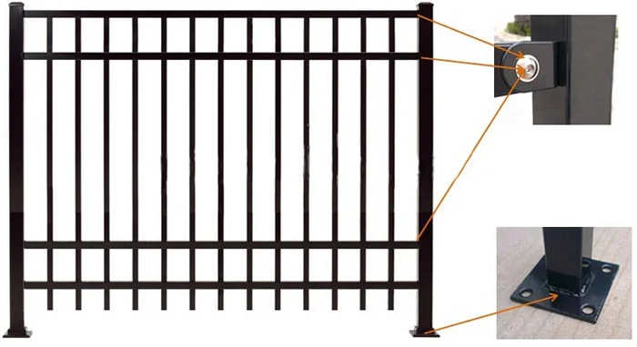 Galvanize Iron Outdoor Fencing Garden House Steel Ornamental Guardrail Powder Coated Metal Fence Panel