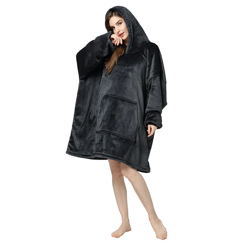 2022 new arrival TV hooded wearable fleece hoodie blanket for adult sherpa oversized  sweatshirt oversized hoodie blanket