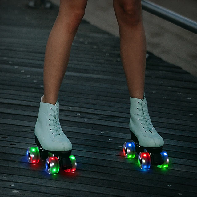 FOX PRO Colorful Outdoor Roller Skate Flashing Flat Flower Luminous Brake Roller Skates Wheels