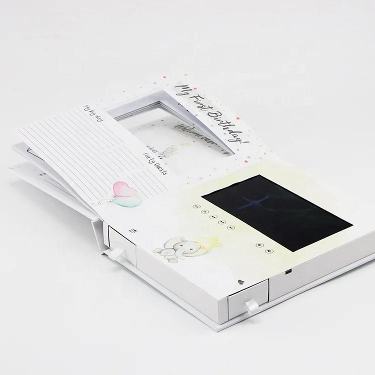 Valentine cards set luxury promotional with logo lcd gift customised brochure 7 inch video book greeting card