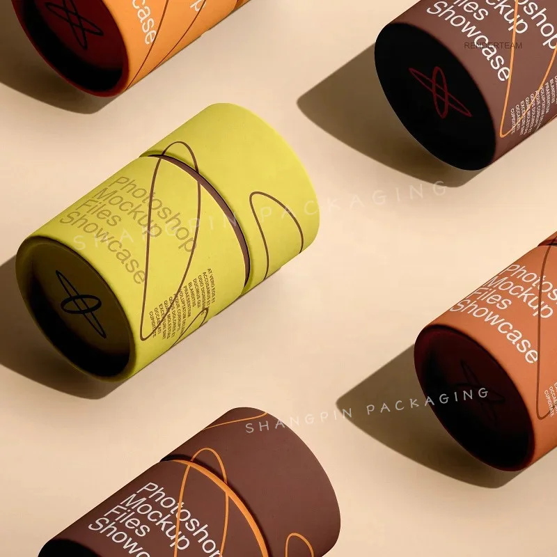 Eco friendly round Food Grade Cylinder Tube Luxury Custom Logo Cardboard Gift Tea Bag Coffee Packaging Paper Round Box