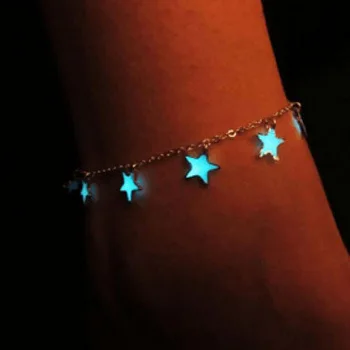 Beach anklet turquoise beads blue pentagonal star tassel anklet