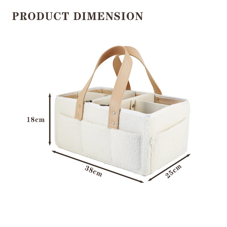 Factory Price Teddy Velvet Newborn Infant Baby Nappy Bag Nursery Diaper Carry Caddy Organiser Toy Storage Bin for Home Stroller