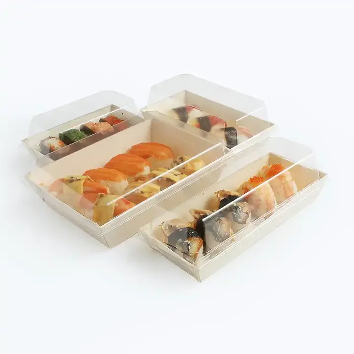 disposable wooden sushi box japanese bento box  takeaway box sushi container with lid