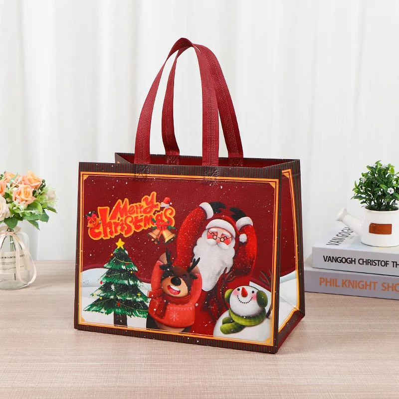 New Arrival Custom cheap reusable non woven bag Christmas gift shopping bags with your own logo