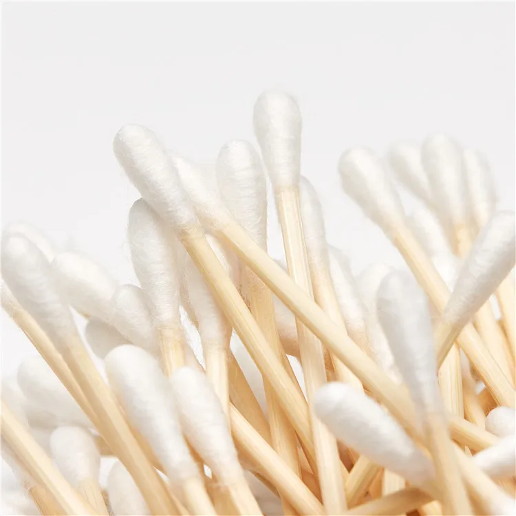 Customizable Logo 100pcs Make Up Remover Double-endeed Bamboo Wooden Cotton Swabs Q-tip Cotton Buds For Daily Used Tools