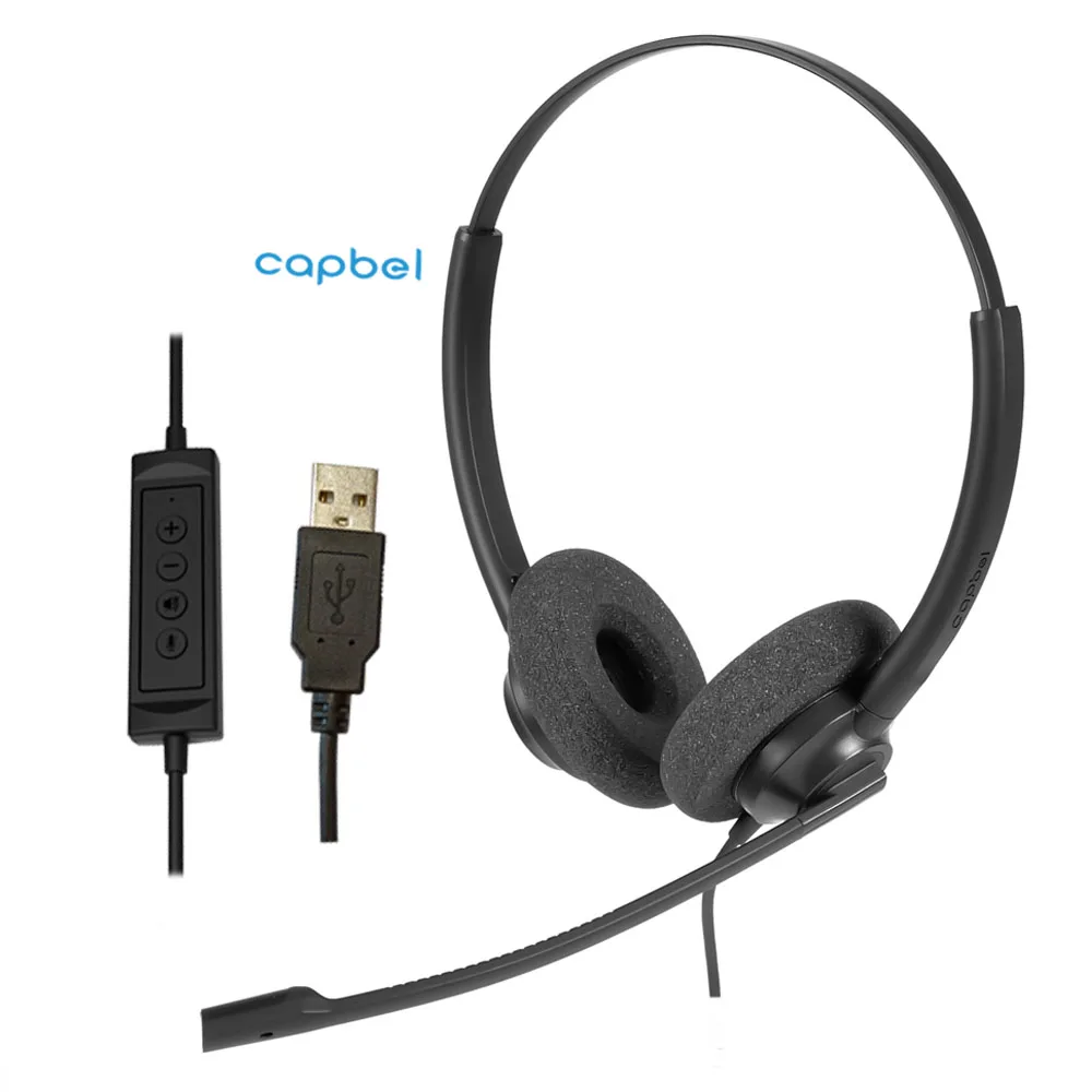 OEM Callcenter Headsets Noise Canceling Universal Communication Call Center Headset Headphone With Mic Wired USB Connector
