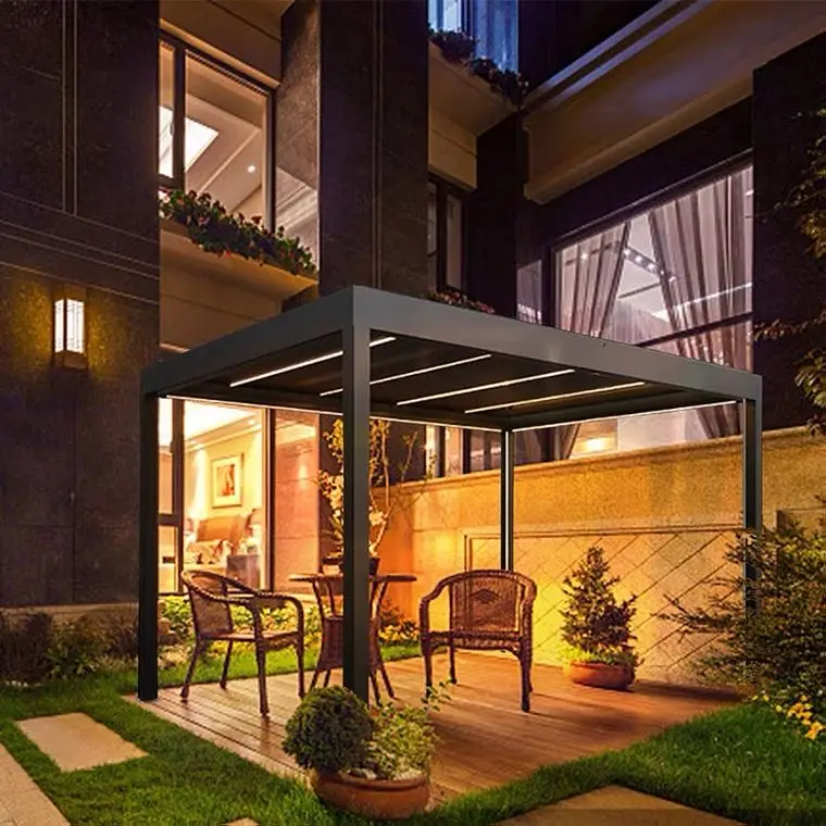 CLEARVIEW Electric Opening Louver Roof Pergolas Garden Aluminum Pergola Kits With Led Pergola Waterproof