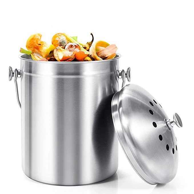 
2021 Stainless Steel Compost Bin Indoor Compost Bucket for Kitchen Countertop Odorless Compost Pail for Kitchen Food Waste  (62325399088)