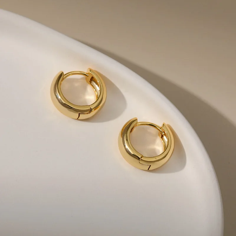 Minimalist Hypoallergenic Fashion Earrings Brass 18K Gold Hoop Earrings Clio on Custom Earrings Women Girls