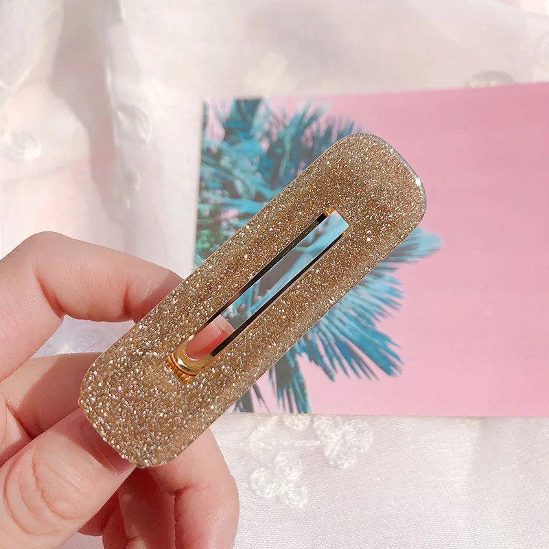 Korean shiny acetate acrylic hair clips accessories for women girls fancy checkerboard bobby hair pins clip
