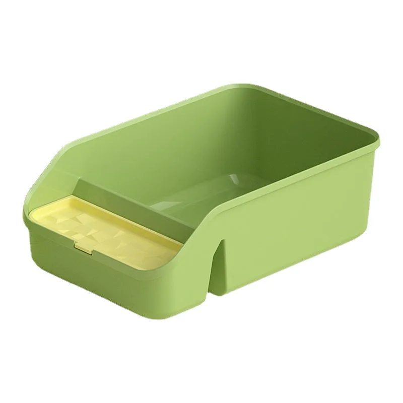 2023 Reusable Cat Litter Box Sifting Green Square Shape Cat Toilet Anti-splash Litter Tray Large Space Cat Litter Box