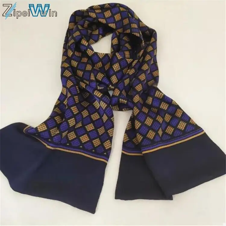 Zipeiwin Custom Silk Men Scarf Plaid design for Real Pure 100 Silk Men Scarf