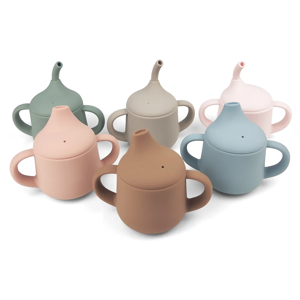 Настраиваемая детская силиконовая чашка для воды без протекания с соломинкой, детская чашка