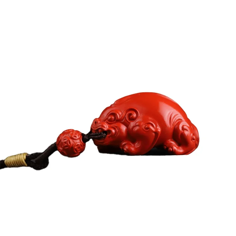 Natural cinnabar Wealth God Beast Pendant Authentic High Purity Red Sand Wealth God Beast Necklace Becomes Rich