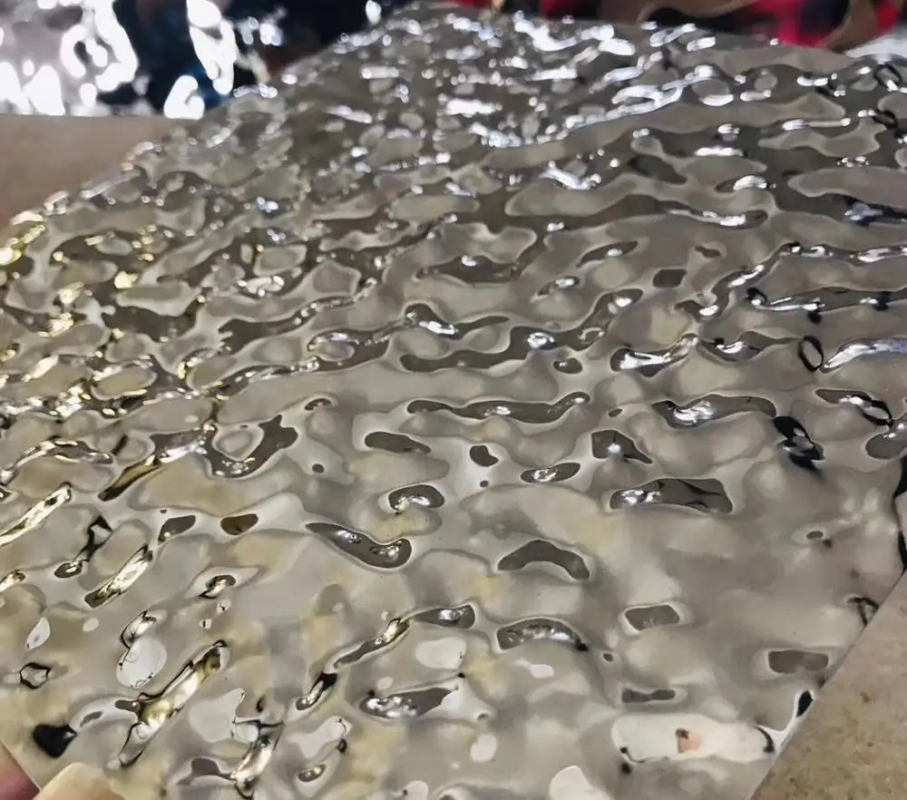 201 mirror Water ripple finish stainless steel sheet for wall ceiling decoration
