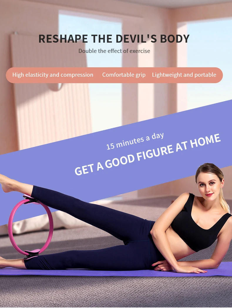Fitness Yoga Pilates Ring Circle For Toning Inner Outer Thighs Bonus Workout