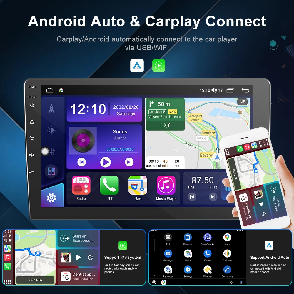 Hengdesen Android12 Car Radio 2Din 8 Core 9' IPS Screen 4+64GB Car Stereo Carplay Android Auto AI Voice 4G BT GPS Wi-Fi RDS DSP