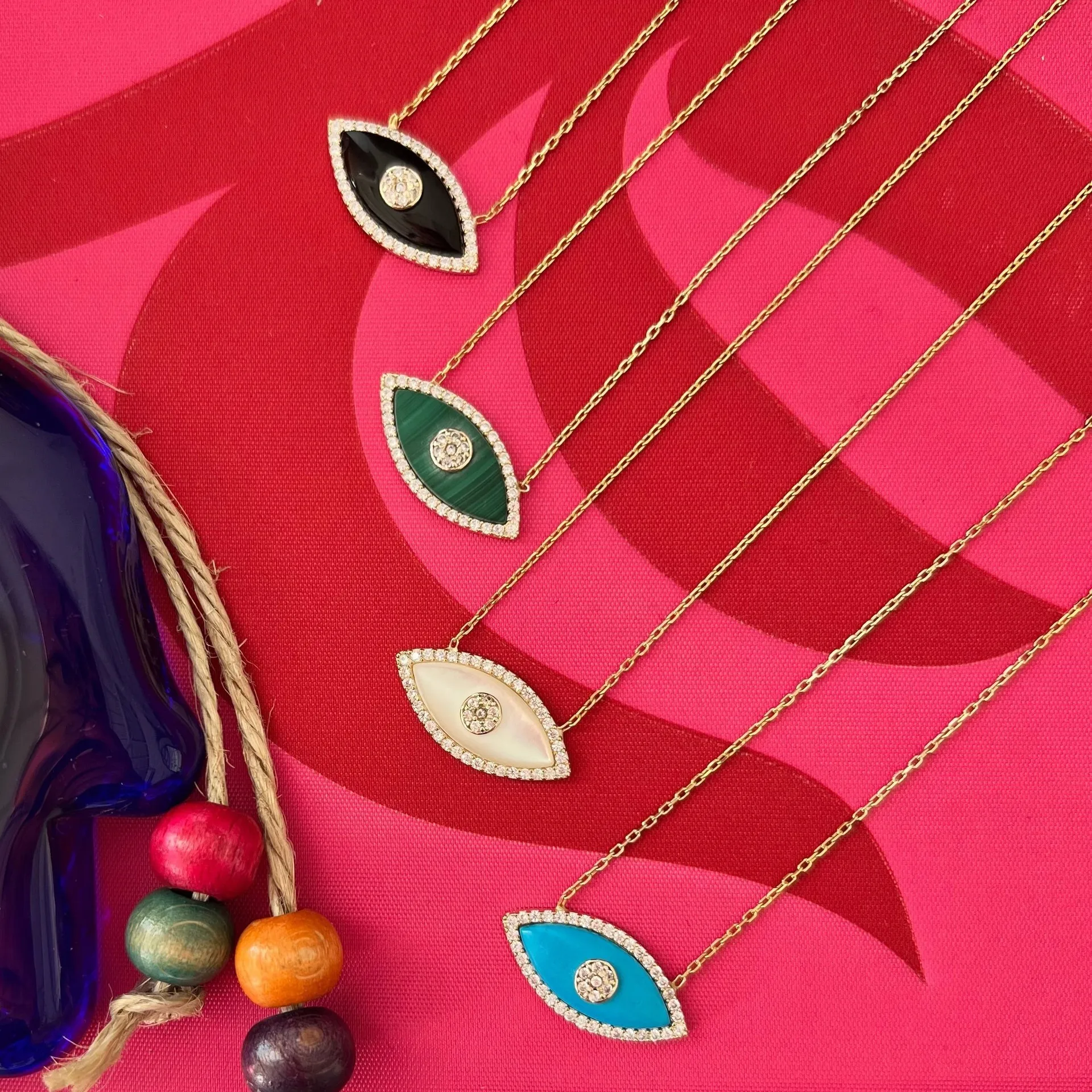 Vintage Style Zircon Opal Eye Pendant Necklace Personalized Trend Waterproof Stainless Steel Necklace Fashion Jewelry