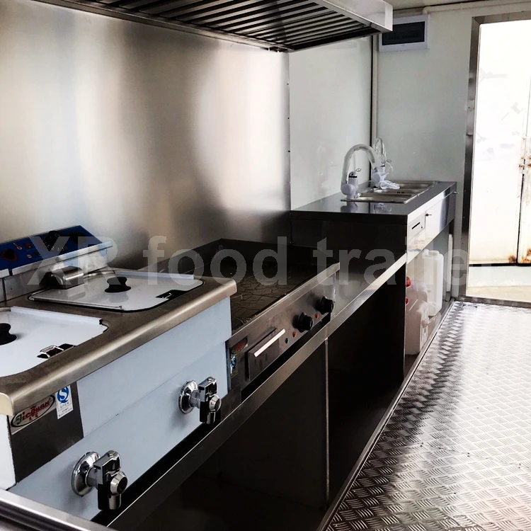 Fully Loaded Foodtruck Food Trailers Mobile Restaurant Container Equipment Water Pumps for Sale Fiberglass Vending Snack