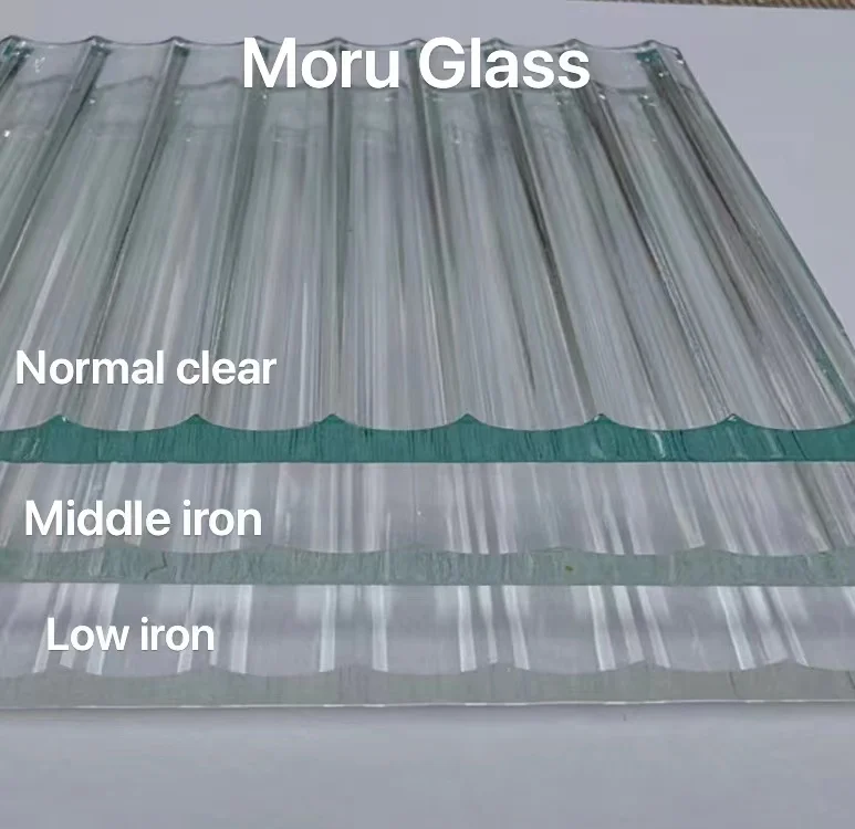 3-8mm clear and colored mirror fluted glass sheets patterned glass