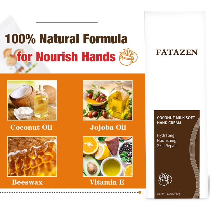 FATAZEN OEM ODM продукты по уходу за кожей кокосовое молоко мягкий крем для рук лосьон листья розмарина увлажняющий Гладкий восстанавливающий