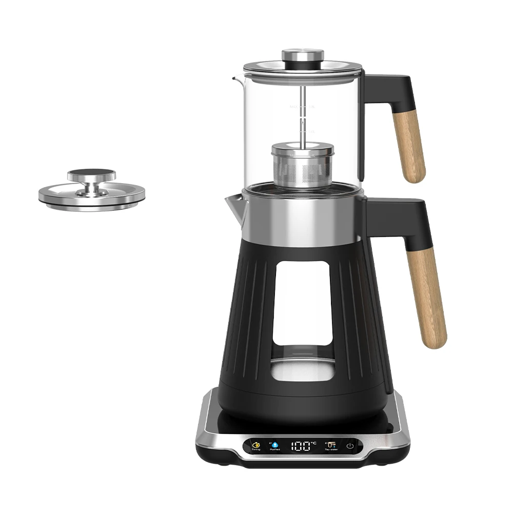 Hotsy Small Appliances Digital Electric Two Layers Jug Glass Samovar Tea Maker Samovar Turkish Pot With Filter Glass Tea Kettle