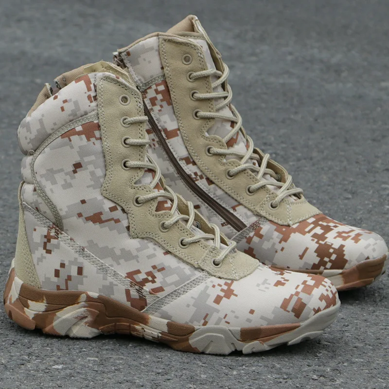 High Quality Camping Waterproof Rubber Leather Boots Tactical Men Desert Jungle Safety Shoes