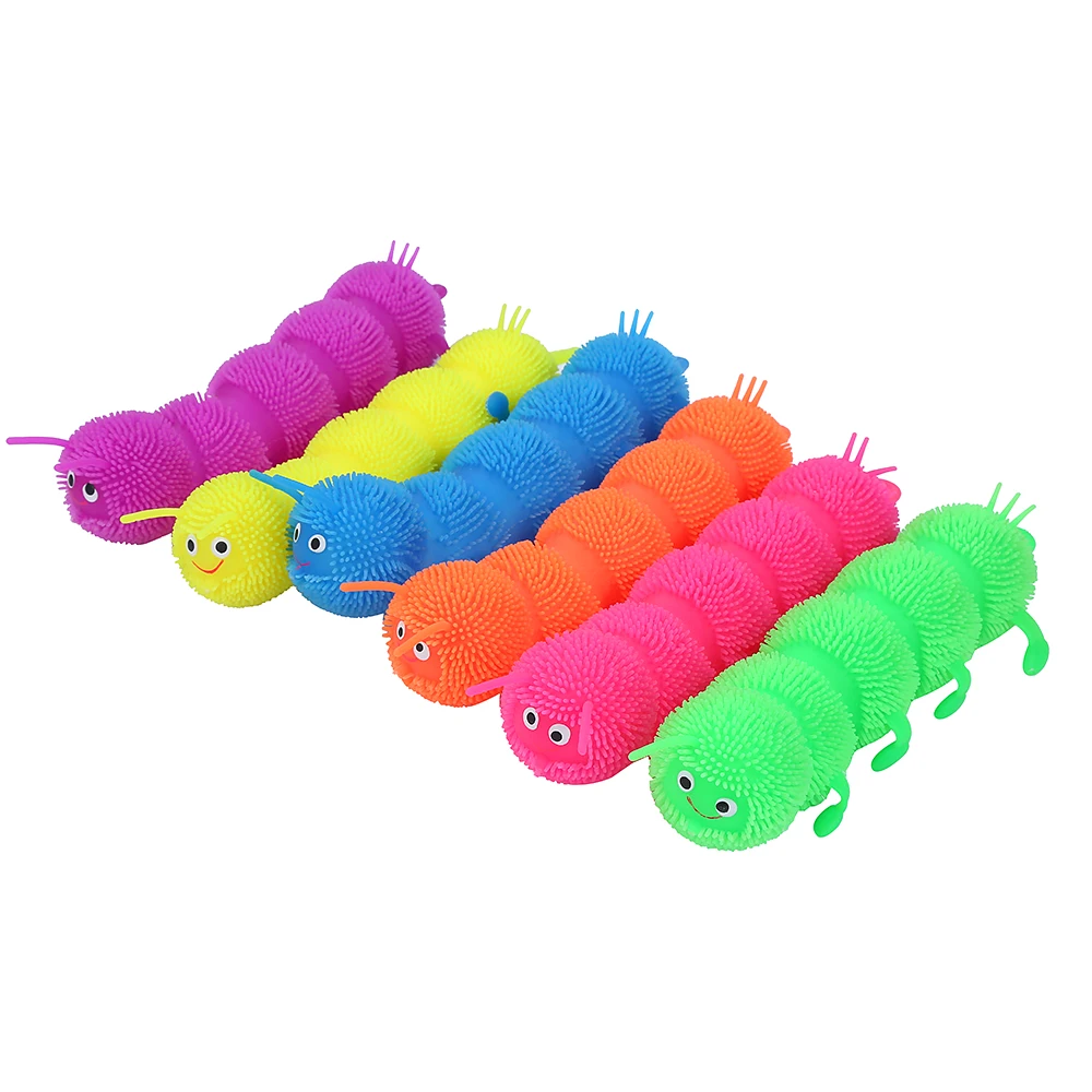 New Soft Squishy Worm Animal Puffer Ball Rubber Toys Led Flashing Toy Outdoor Balls Stress Ball