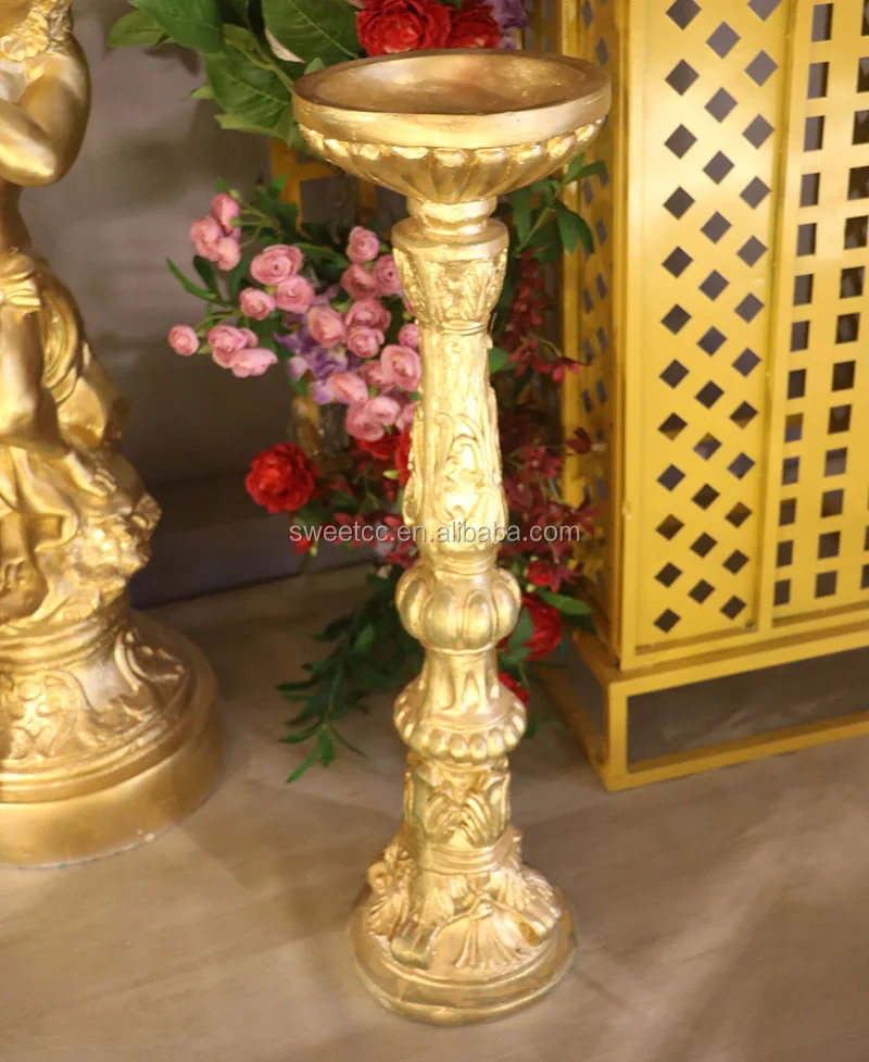 Factory price Cute girl Fiberglass Roman column suit wedding flower pots flower vase for wedding decoration