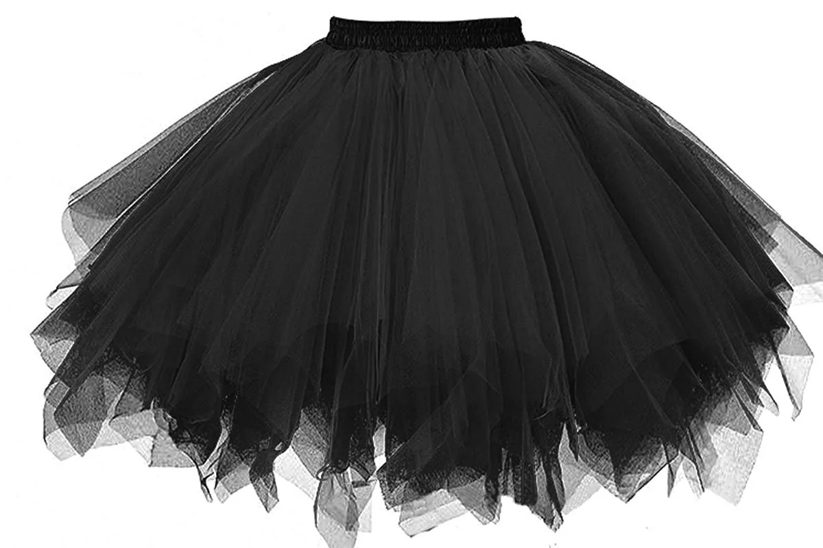 Women Skirt 47CM Tutu Mini Petticoat Adult Teen Elastic Band Ballet Dance Puffy Tulle Skirts
